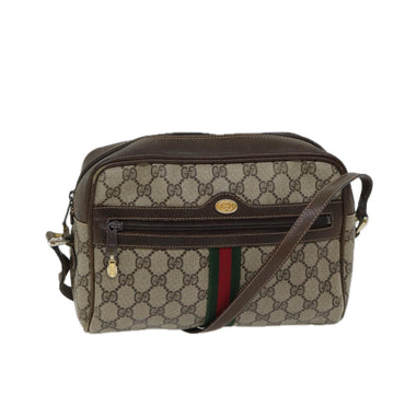 GUCCI GG Canvas Web Sherry Line Shoulder Bag PVC Beige Green Red Auth 71166