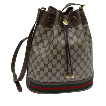 GUCCI GG Canvas Web Sherry Line Shoulder Bag PVC Beige Green Red Auth 71174