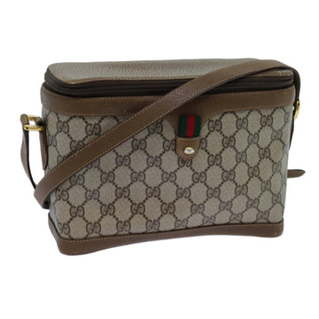 GUCCI GG Canvas Web Sherry Line Shoulder Bag PVC Beige Green Red Auth 71229