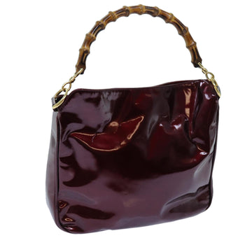 GUCCI Bamboo Shoulder Bag Patent leather Bordeaux Auth 71314