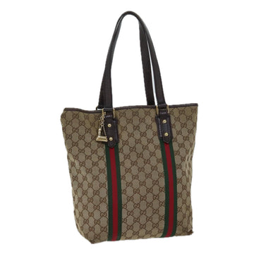 GUCCI GG Canvas Web Sherry Line Hand Bag Beige Red Green 162899 Auth 71515