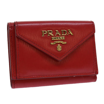 PRADA Wallet Safiano leather Red Auth 71619