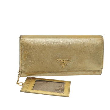 PRADA Safiano leather Long Wallet Gold Tone Auth 72010