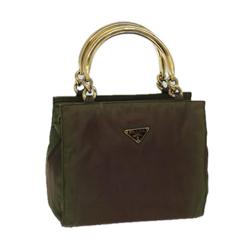 PRADA Hand Bag Nylon Khaki Auth 72012
