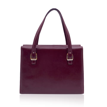 GUCCI Vintage Burgundy Leather Stirrup Detail Handbag Satchel