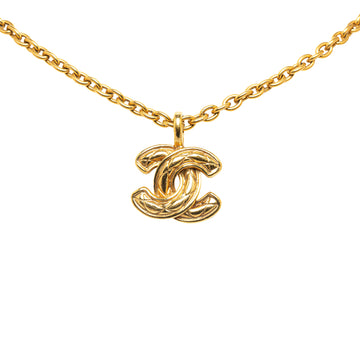 CHANEL CC Quilted Pendant Necklace Costume Necklace