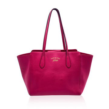 GUCCI Fuchsia Pink Leather Swing Medium Handbag Tote Bag