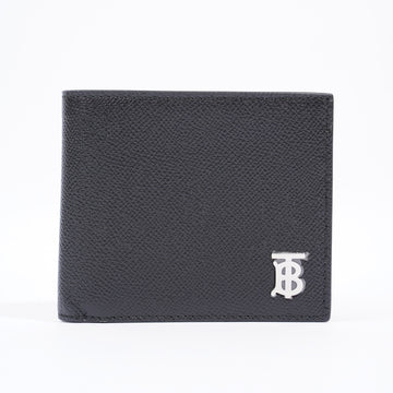 Burberry TB Bifold Wallet Black / Silver Grained Leather