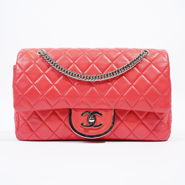 Chanel Icon Double Flap Coral Lambskin Leather