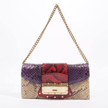 Dolce and Gabbana Clutch Bag With Chain Multicolour Python