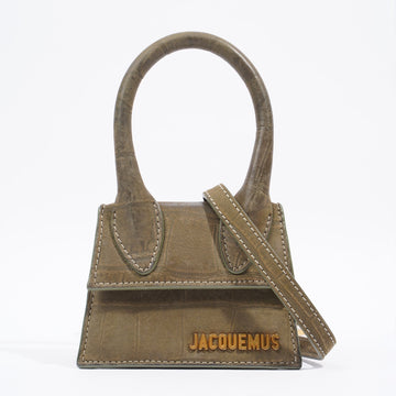 Jacquemus Le Chiquito Croc Khaki Embossed Leather