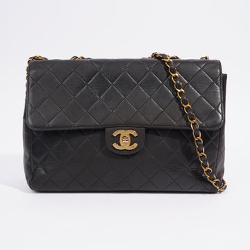 Chanel Classic Single Flap Jumbo Black Calfskin Leather
