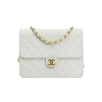 CHANEL Chanel Chanel Classic Matelasse shoulder bag in white leather