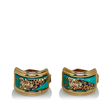 HERMES Cloisonne Clip On Earrings Gold