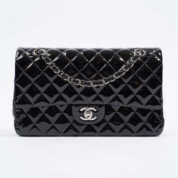 Chanel Double Flap Bag Black Patent Leather Medium