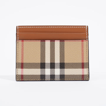 Burberry Womens Card Holder Brown Leather / Canvas