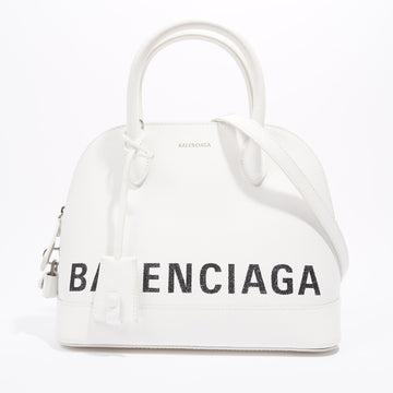 Balenciaga Ville Top Handle Bag White Leather Small