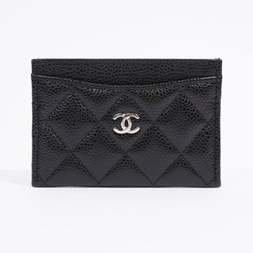 Chanel Womens Card Holder Black Caviar