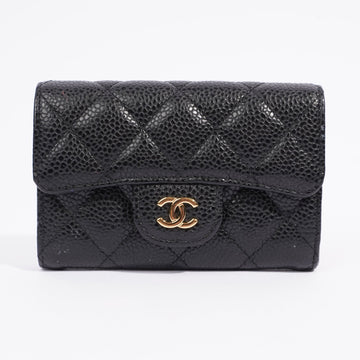 Chanel Womens Card Holder Black Caviar Leather