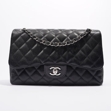Chanel Womens Caviar Classic Double Flap Black Large