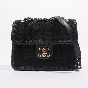 Chanel Womens Flap Bag Black Tweed Mini