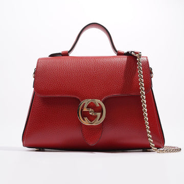 Gucci Womens Interlocking Dollar Bag Red Leather Small