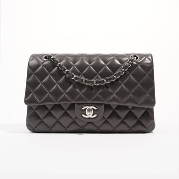 Chanel Womens Classic Flap Dark Grey Medium
