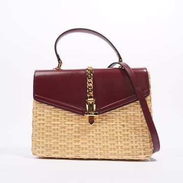 Gucci Sylvie 1969 Handbag Wicker / Burgundy
