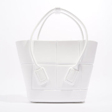 Bottega Veneta Womens Arco Handbag White Rubber Tote