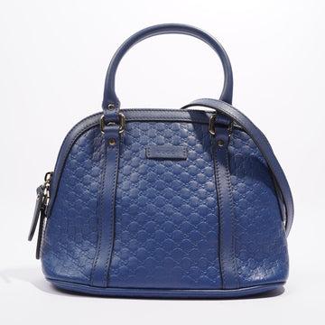 Gucci Womens Dome Bag Blue Leather Small