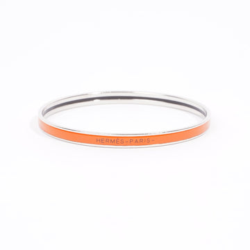 Hermes Uni Bangle Orange / Silver Enamel / Base Metal