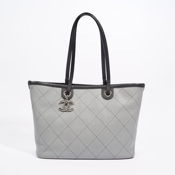 Chanel Womens Fever Shopping Tote Grey Caviar