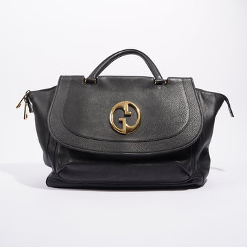 Gucci Womens 1973 Leather Top Handle Black / Gold