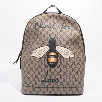 Gucci Womens Bee Backpack Brown Canvas
