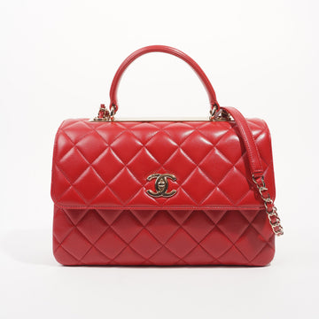 Chanel Womens Trendy Flap Bag Red Large