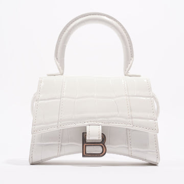 Balenciaga Womens Hourglass Bag White Leather Mini