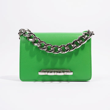 Alexander McQueen Womens Four Ring Chain Bag Green Leather Mini