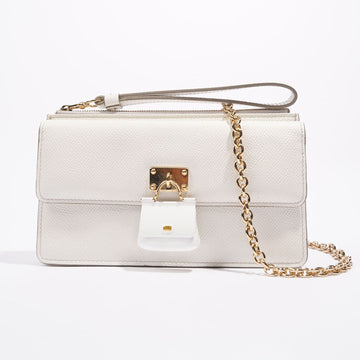 Dolce & Gabbana Womens Sicily Phone Bag White Leather