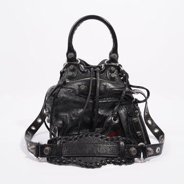 Balenciaga Womens Le Cagole Bucket Bag Black Leather XS
