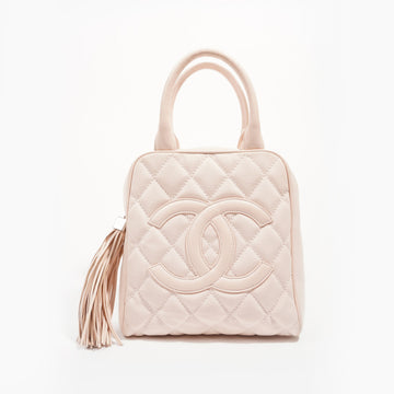 Chanel Womens Lambskin Hobo Tassel Bag Pink Small