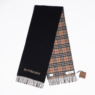 Burberry Womens Reversible Scarf Cashmere Black