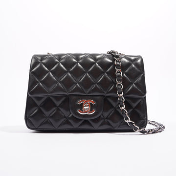 Chanel Womens Lambskin Flap Bag Black Mini