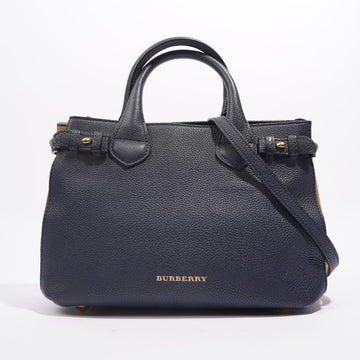 Burberry Womens Banner Bag Navy Leather Small