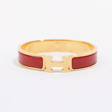 Hermes Womens Clic H Bracelet Gold / Red PM