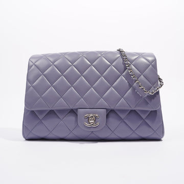 Chanel Womens Lambskin Clutch With Chain Lavender Large