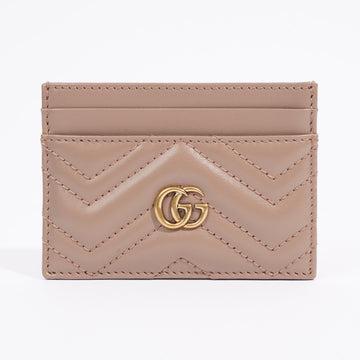 Gucci Womens Marmont GG Card Holder Mauve Leather