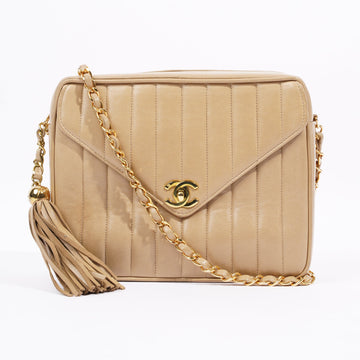 Chanel Vertical Quilted Bag Brown Lambskin Leather