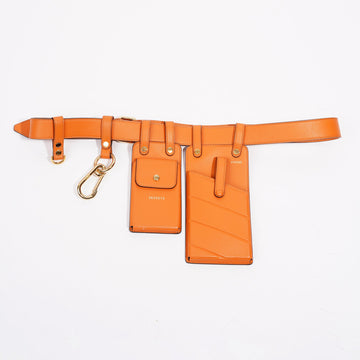 Fendi Womens Utility Belt Orange Leather 100cm