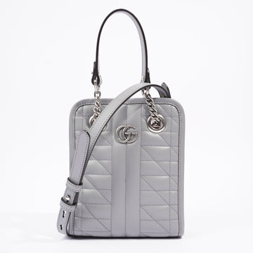 Gucci Womens GG Marmont Shoulder Bag Grey Leather Mini