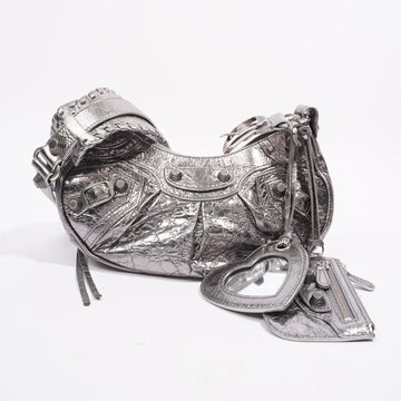 Balenciaga Womens Le Cagole Bag Silver Leather XS